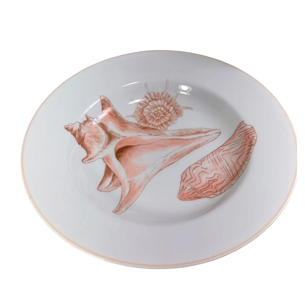 Fitz and Floyd Coquille 9in Rimmed Soup Bowl Conch Shell Vintage 1976 White Cora